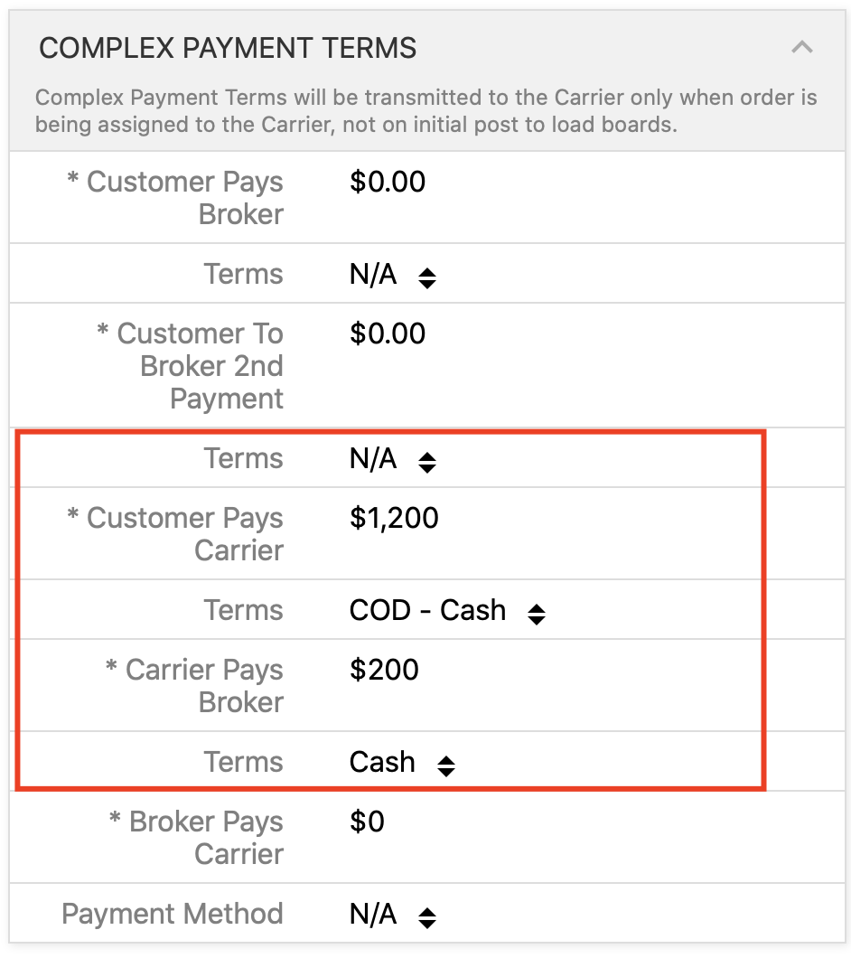 set-up-order-complex-payment-terms-for-carrier-pays-broker-situation